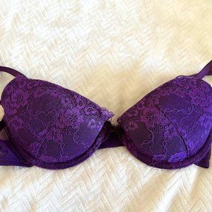 Purple Lace underwire pushup bra 34B